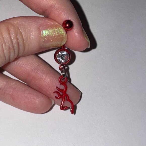 Red Titanium Browning Dangle Belly Ring - Picture 4 of 6
